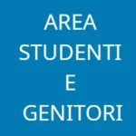Scritta bianca area studenti e genitori su sfondo blu.