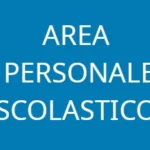 Scritta bianca area personale scolastico su sfondo azzurro.